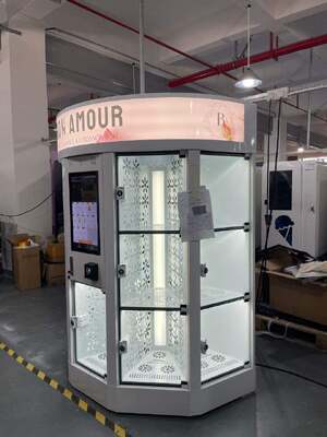 آلة بيع الزهور الطازجة هالو بيضاء، 13 خزانة، باقة كبيرة، الأكثر مبيعًا في مراكز التسوق، نظام دفع ببطاقة الائتمان