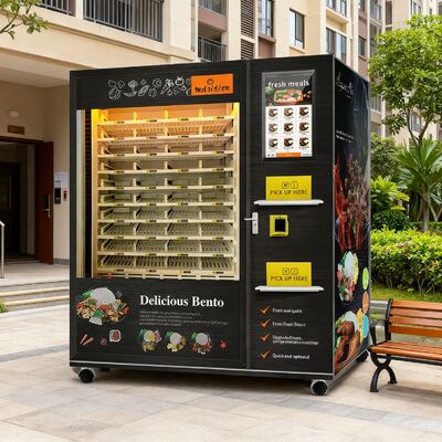 Color steel plate foam insulation box, large capacity dual microwave heating, intelligent touch screen hot food vending machine